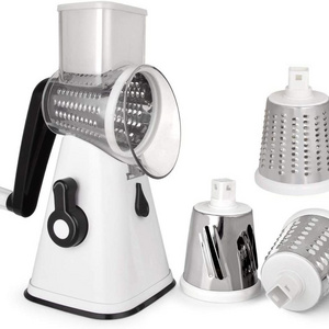 Multifunctional 3 in 1 Tabletop Kitchen Rotary Cheese Grater Potato Vegetable Slicer with 3 Drum Blades  salad cutter