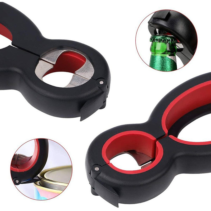 New 6 in 1 Multi Function Bottle Opener All in One Jar Gripper Can Wine Beer Lid Twist Off Jar alles Opener Kitchen tool