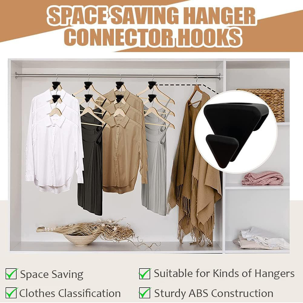 Space Saving Hanger Hooks, Clothes Hanger Connector Hooks Clothing Plastic ABS Flexible Plastic Hangers for Cloths Hooks & Rails