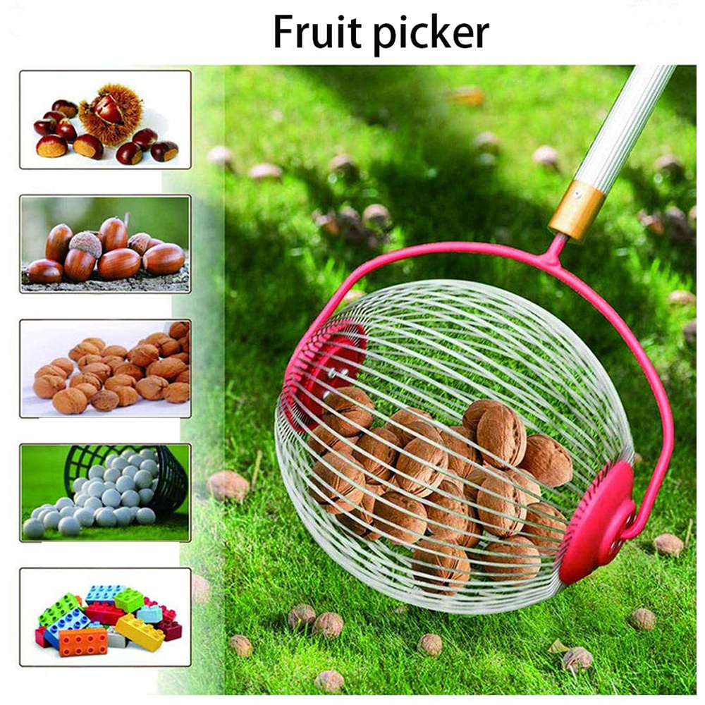 Aluminum Alloy Nut Gatherer Garden Rolling Nut Harvester Picks up Golf Balls Pecans Crab Apples Acorns Hickory Nuts & Others