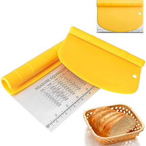 2in1 Yellow flexible Plastic Bowl Scraper Bread Pizza Cake Dough Baking,Stainless Steel Dough Pastry Cutter Scraper