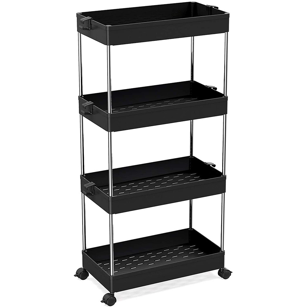 4-Tier Storage Cart Mobile Shelving Unit Bathroom Rolling Storage Utility Cart Organizer Shelf storage tower