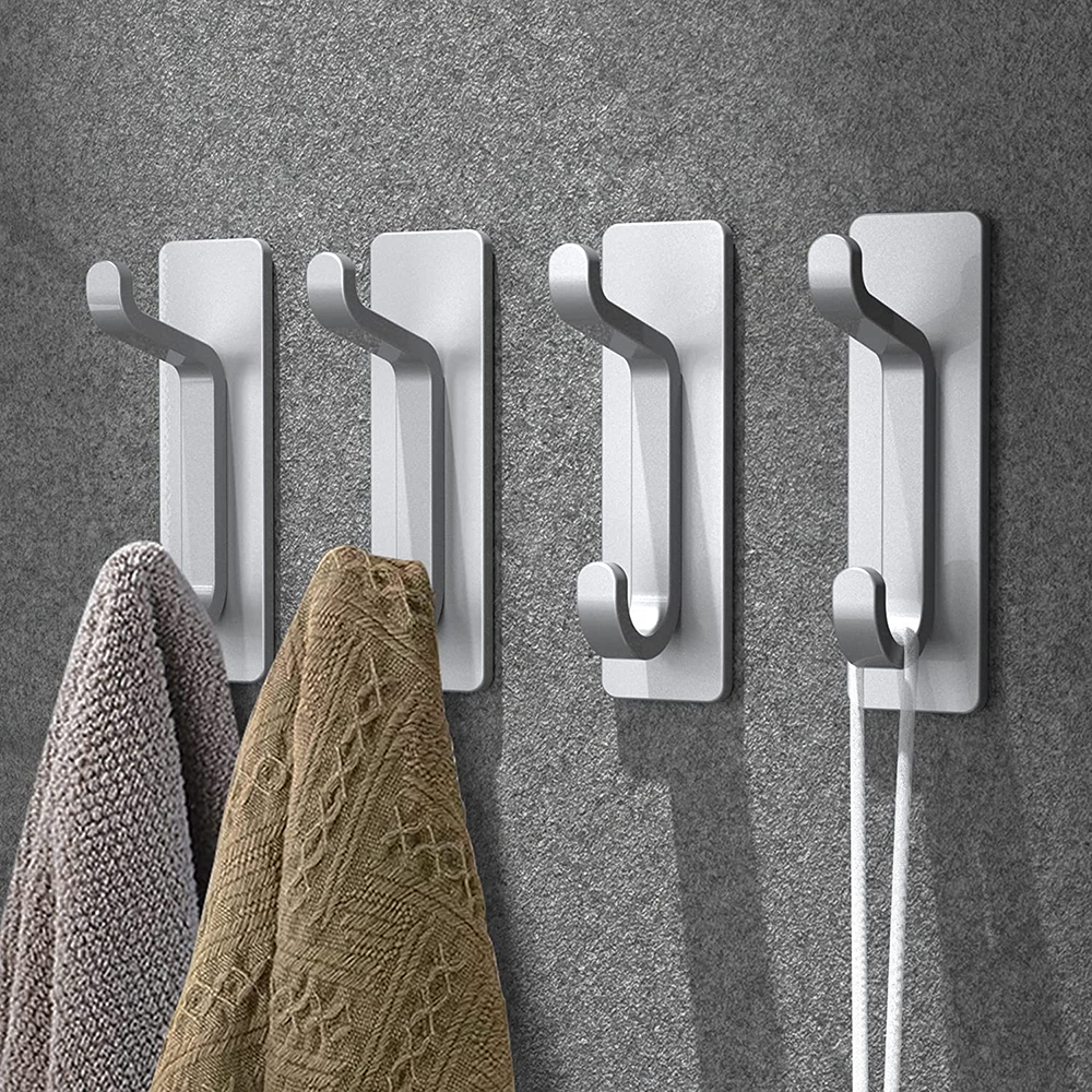 Adhesive Hook Towel Clothes Wall Mounted Hanger Robe Self Adhesive Metal Hook Bathroom Kitchen Storage Hook Wall Organisation