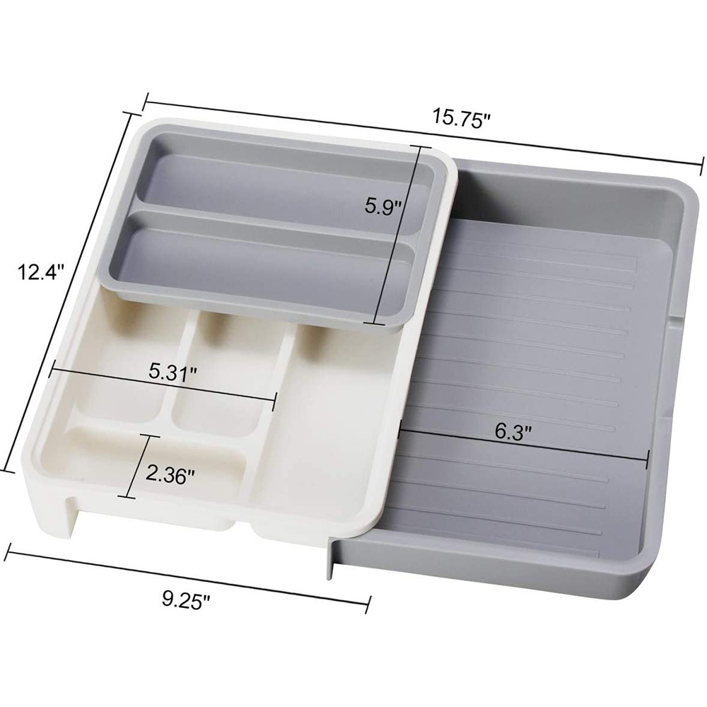 MultiPurpose Storage Silverware Drawer Organizer Expandable adjustable cutlery Tray for Kitchen 7 Compartment Utensil Organizer