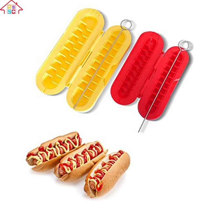 Two Size Manual Plastic  Bbq Grill Spiral Hot Dog Sausage Slicer Cutter,Hot Dog Slicer For Kitchen Tool