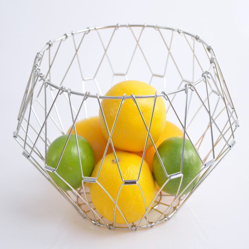 Fruit Basket stainless Steel Bowl Deformable Fruit Plate Foldable Veggie Tray Adjustable Magic Wire Basket Fruit Serving Tray