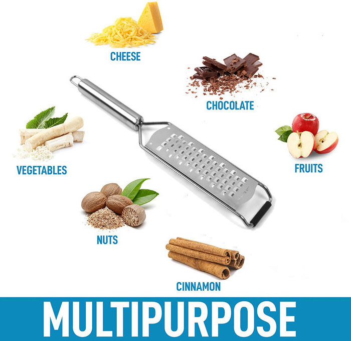 Multifunctional Cheese Grater  Stainless Steel Flat Handheld Grater for Cheese, Chocolate, Spices & More