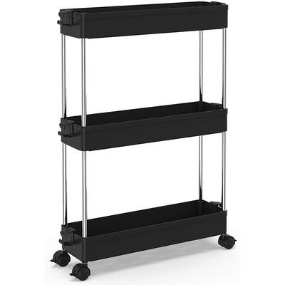 3 Tier Slim Storage Cart Mobile Shelving Unit Organizer Slide Out Storage Rolling Utility Cart storage tower Rack