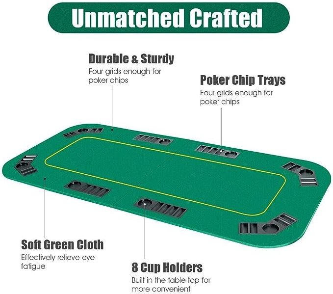 8 player poker mat portable rubber non-slip poker table tops mat