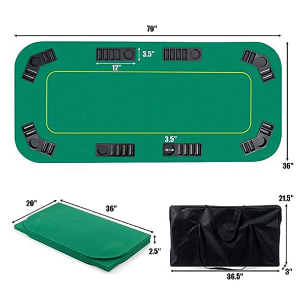 8 player poker mat portable rubber non-slip poker table tops mat