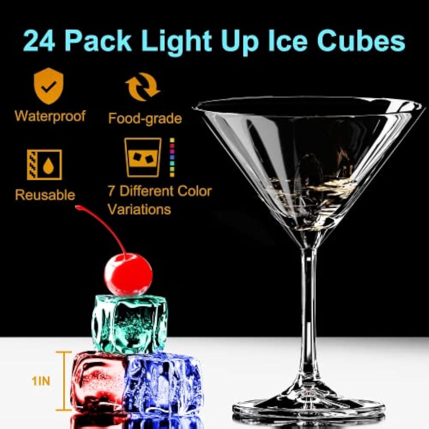 Blinking Ice Cubes Multicoloured Light Led Color Ice Cubes