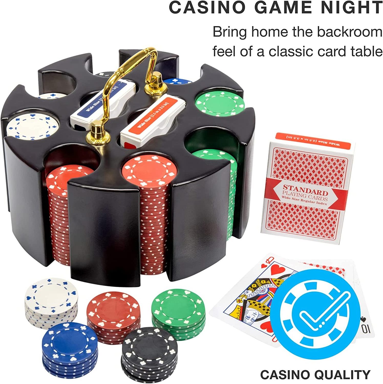 200 pcs Cheap Poker Chip Game Set With Wood Carousel Case