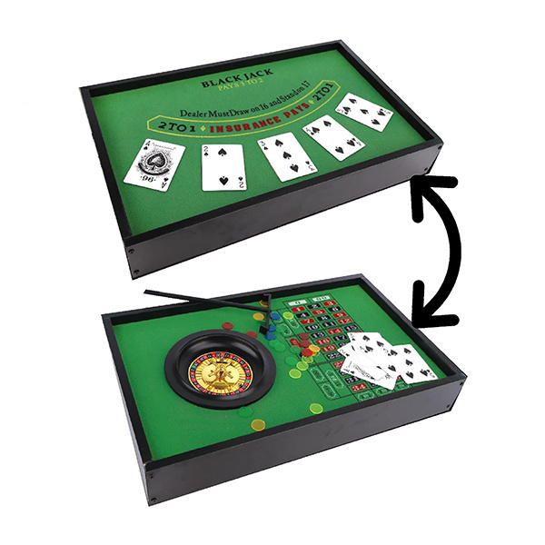 Deluxe 2 in 1  Featuring Blackjack and Roulette Mini Roulette poker game table