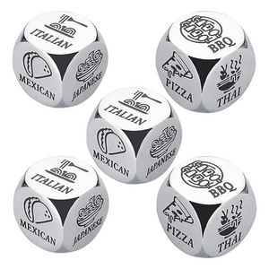 Customized Stainless Steel  Durable Unique Design Roll the Dice Date Night Food Decision Metal Naughty Dice For Boyfriend