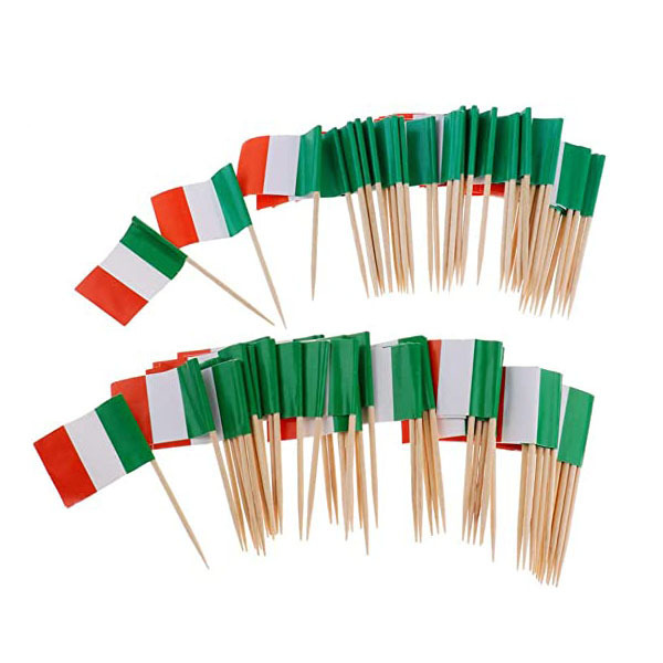 100pc mini bamboo toothpick with paper flag toothpick custom logo printing cocktail toothpick flag