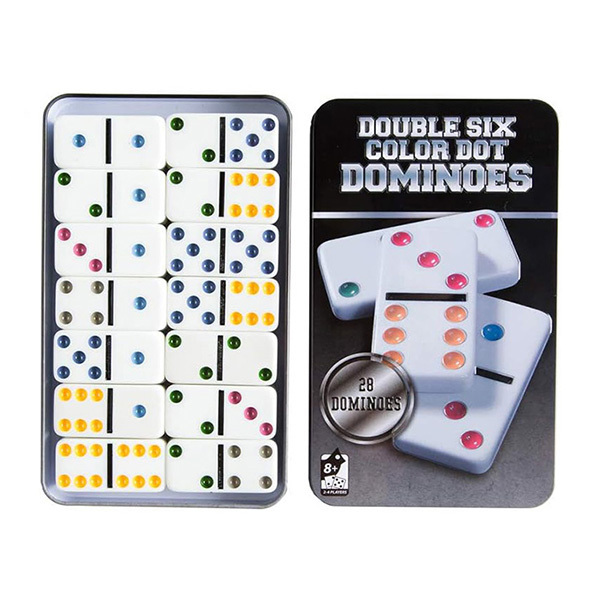 custom Mental Box With colorful domino set Double 9