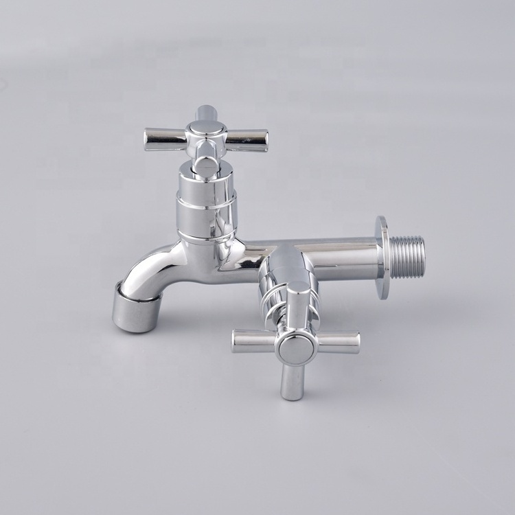 Dual handle wall mounted ABS plastic faucet 2 way bib cocks