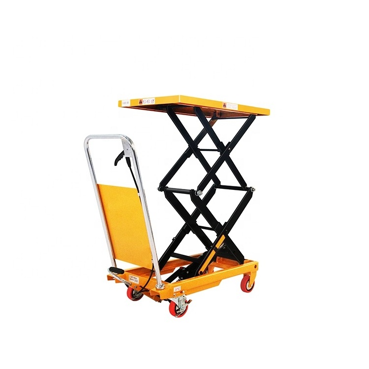 Xilin 350kg 1300mm Manual Hydraulic Double Scissor Lifting Platform Truck