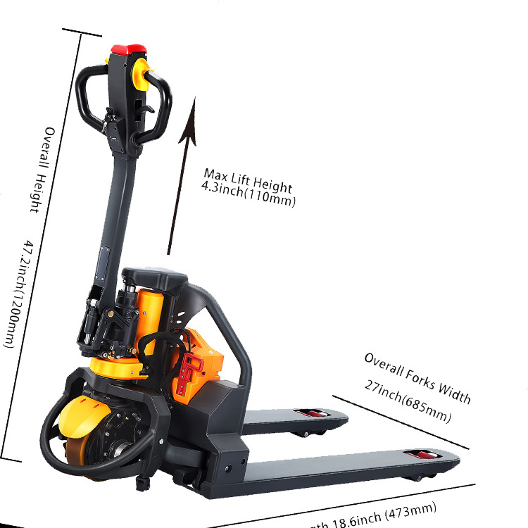 Xilin 1500kg 1.5t Hot Sale Wide Balance Height Hydraulic Lithium Electric Powered Forklift Pallet Jack For Warehouse