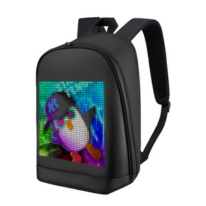 factory customized black large led screen display oxford 3d backpack waterproof travel smart led backpack with zipper