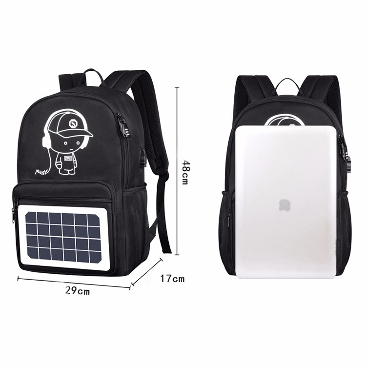 factory black waterproof polyester hiking outdoor mountain climbing travel bag backpack hunt camping solar backpack with usb