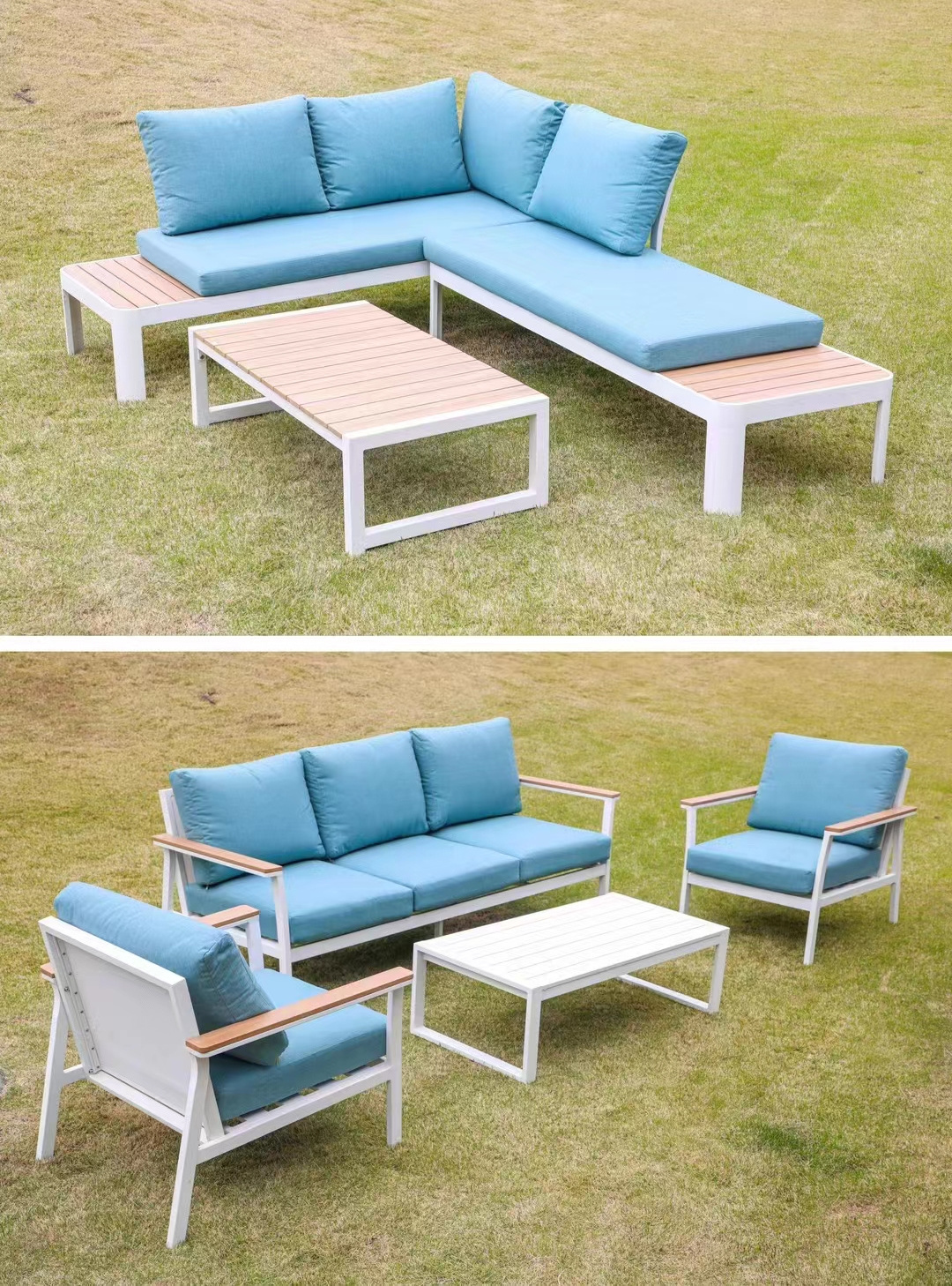 Outdoor Furniture Garden lounge Sofa Set all Weather patio sofa Sectional Aluminum 5 seater set