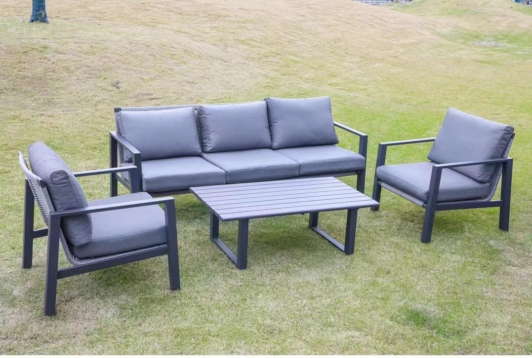 Outdoor Furniture Garden lounge Sofa Set all Weather patio sofa Sectional Aluminum 5 seater set