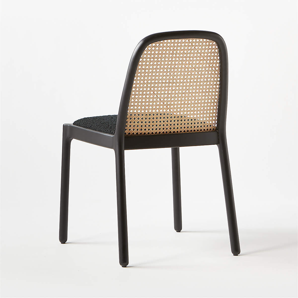 Hotel Dining Room Black Cane Rotan Rattan Wooden cafe Dining Chair Cane Accent boucle Chair with Cushion for Restaurant