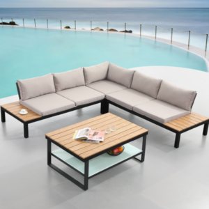 Aluminum Outdoor Furniture garden sofa set with PVC plastic wood for garden patio