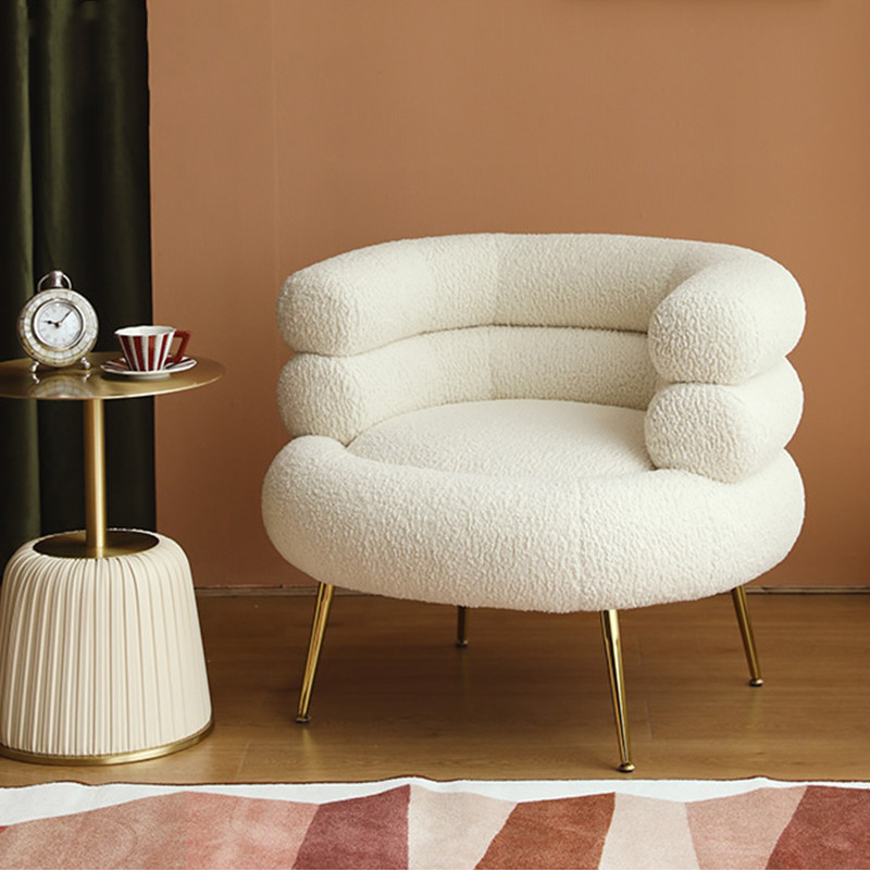 Sleeping chaise Lounge Chair Teddy Fabric Shearling Boucle Sofa Chair Teddy Sherpa White Armchair Faux Sheepskin Boucle Chair