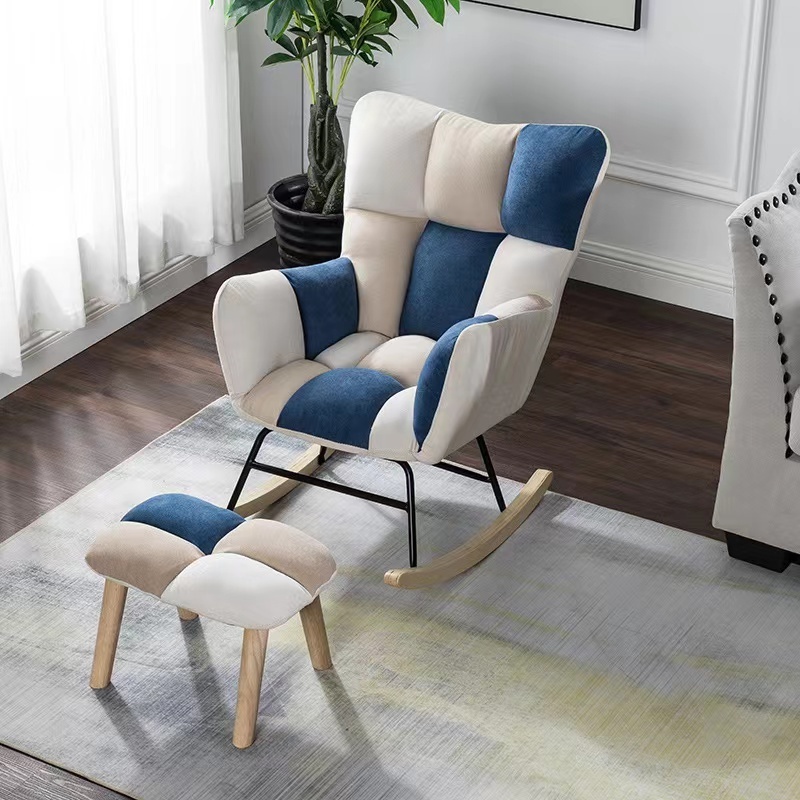 Living room Sofa relax sofa rocking chair rocking sofa Accent Modern Armchair Velvet Nursery Rocker,Wingback Rocking Chairs