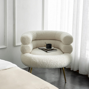 Sleeping chaise Lounge Chair Teddy Fabric Shearling Boucle Sofa Chair Teddy Sherpa White Armchair Faux Sheepskin Boucle Chair