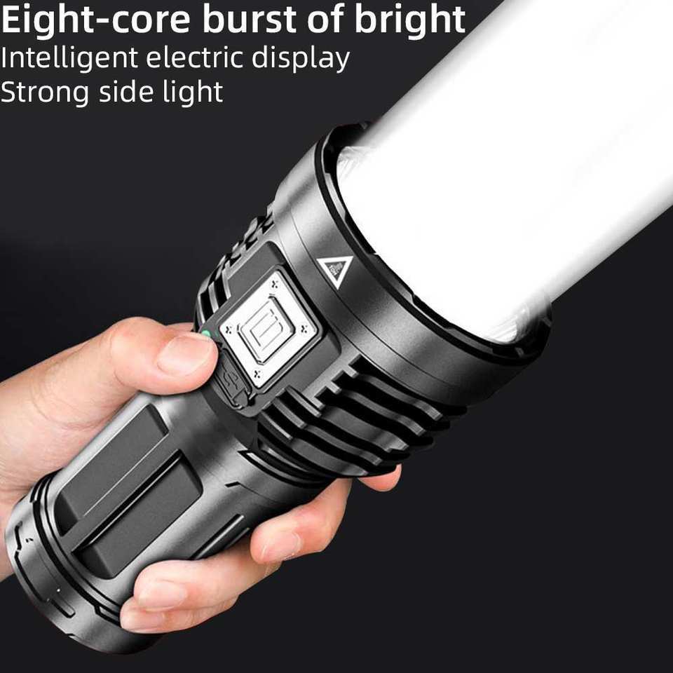 Outdoor 8-Core LED Flashlight USB Rechargeable COB Side Light Home Emergency Strong Light Flashlight