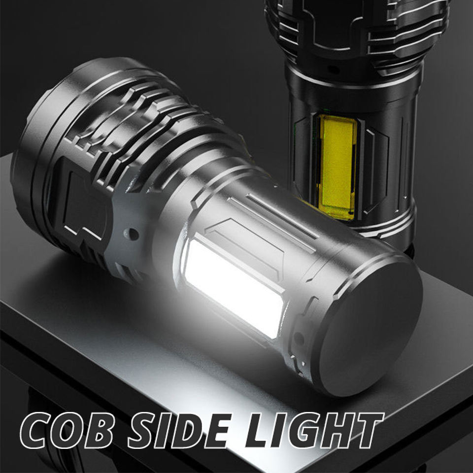 Outdoor 8-Core LED Flashlight USB Rechargeable COB Side Light Home Emergency Strong Light Flashlight