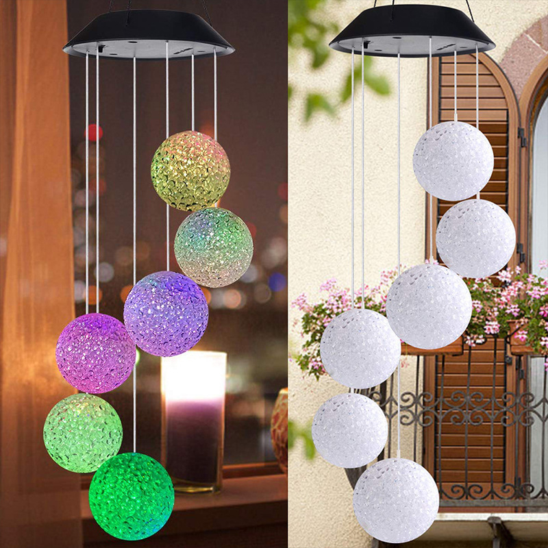 Waterproof Color Ball Christmas Solar String Lights LED Latern Lights Wind Chimes Hanging Led Lanterns for Home Decoration