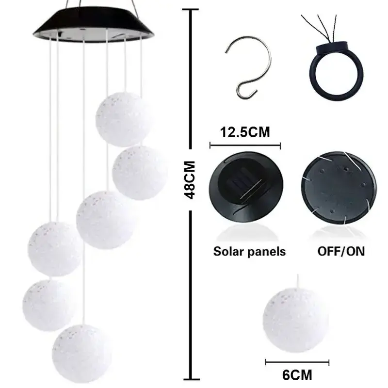 Waterproof Color Ball Christmas Solar String Lights LED Latern Lights Wind Chimes Hanging Led Lanterns for Home Decoration