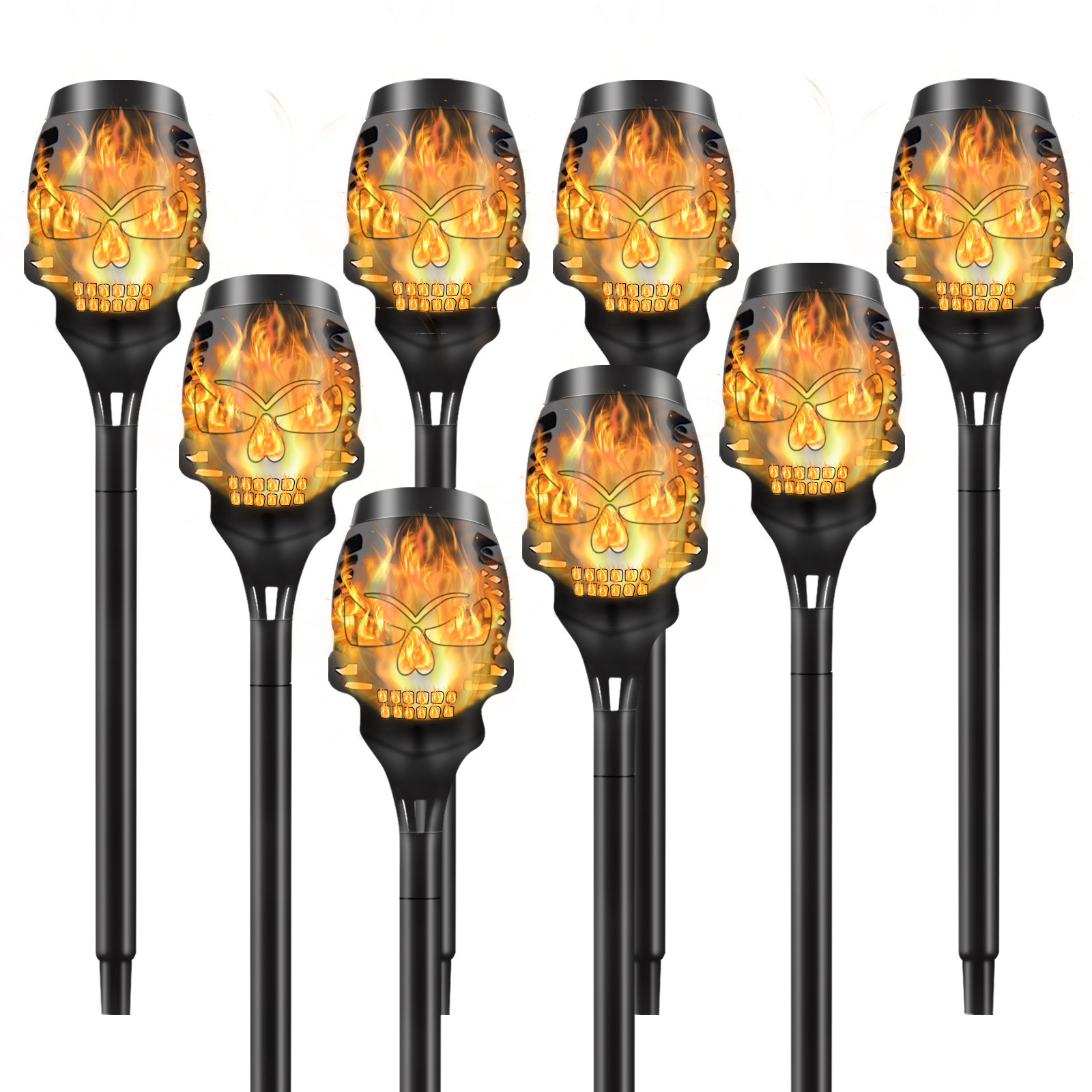 Outdoor landscape decoration light Halloween Skull Pumpkin Lantern Led flickering tiki torches lights solar dancing flame light