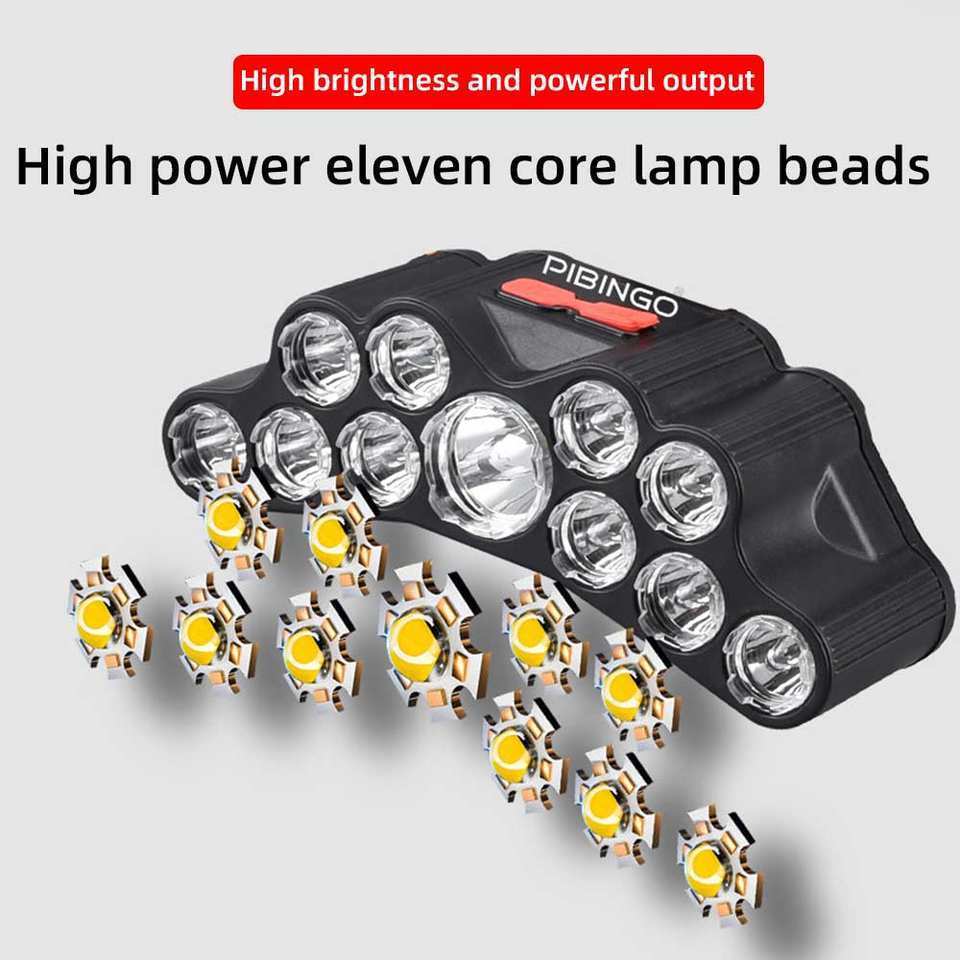 11 LED Rechargeable Waterproof Outdoor Portable Super Bright Headlamp Bicycle Headlight Outdoor Riding Fishing Light