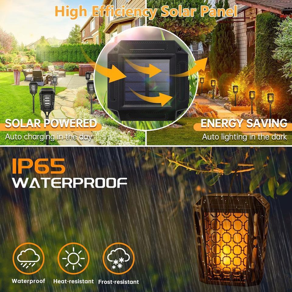 Outdoor 4 Pack Solar Flame Lamp Flickering Led Lawn Lamp Dancing Flame Light Garden Lamp Torches Solar Light