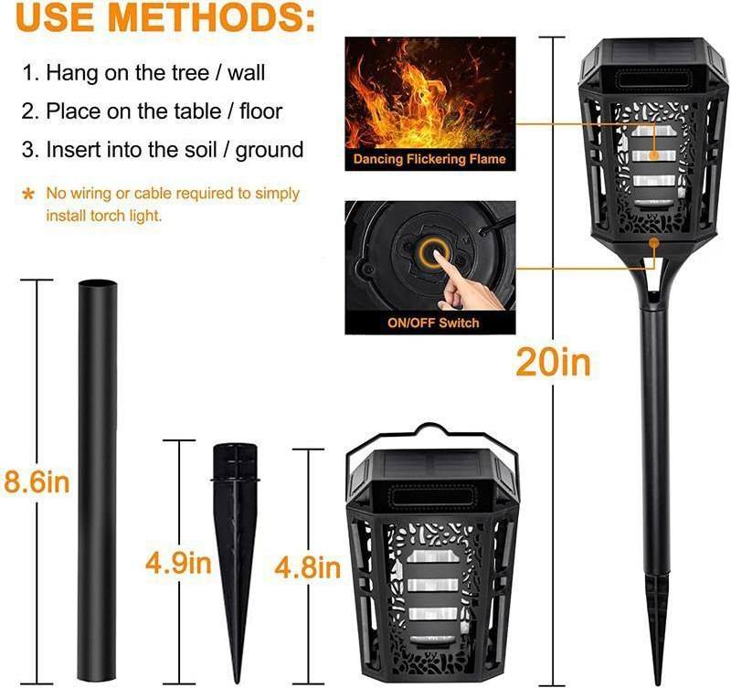 Outdoor 4 Pack Solar Flame Lamp Flickering Led Lawn Lamp Dancing Flame Light Garden Lamp Torches Solar Light