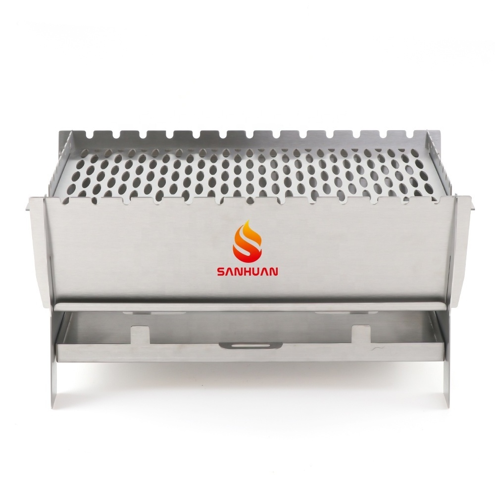 Sanhuan Mini Folding Gas BBQ Smokeless Grill Portable Barbecue Camping Foldable BBQ Stainless Steel Grill