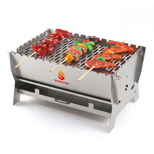 Sanhuan Mini Folding Gas BBQ Smokeless Grill Portable Barbecue Camping Foldable BBQ Stainless Steel Grill