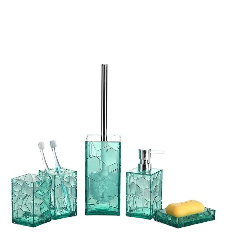 5pc Bathroom Accessories Set Creative Acrylic Toilet Brush Set Bathroom Soap Dispenser Soap Box Toothbrush Holder Supplies