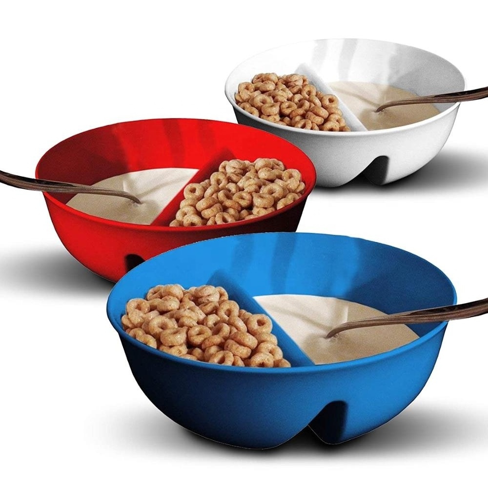 Plastic Crisp Bowl Divided Cereal Milk Mixing Bowl