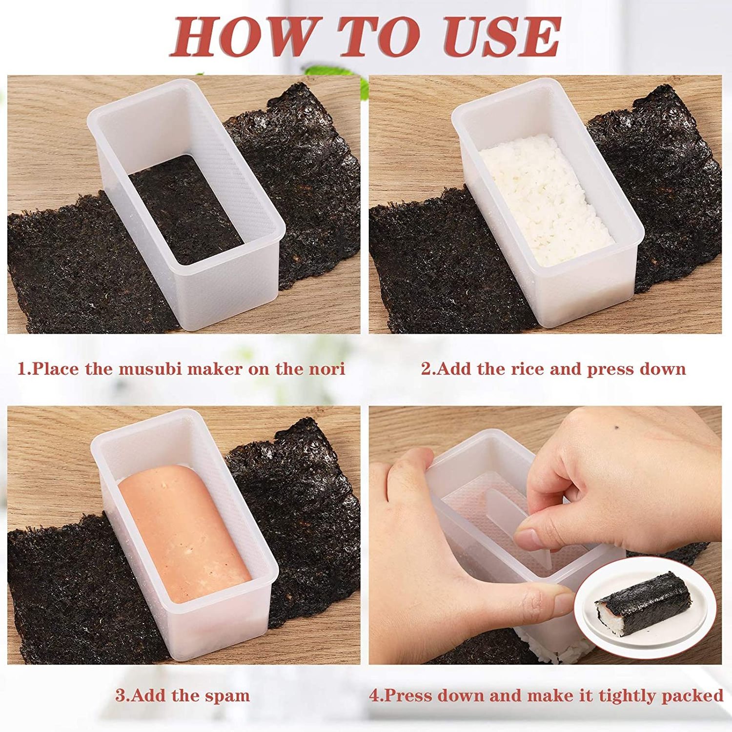 4 Pieces Sushi Maker Press Molds Non Toxic Sushi Making Kit Hawaiian Spam Musubi Maker