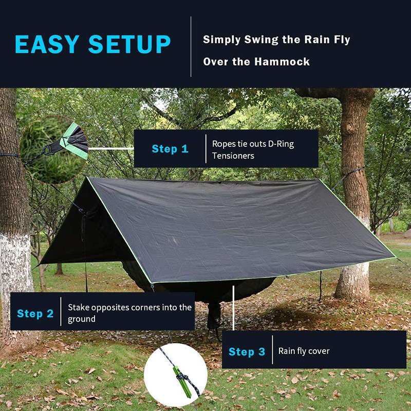 Backpacking Camping Shelter Hexagonal Large Rain Tarp, Portable Sunshade Lightweight Waterproof Hammock Rain Fly Tent Tarp