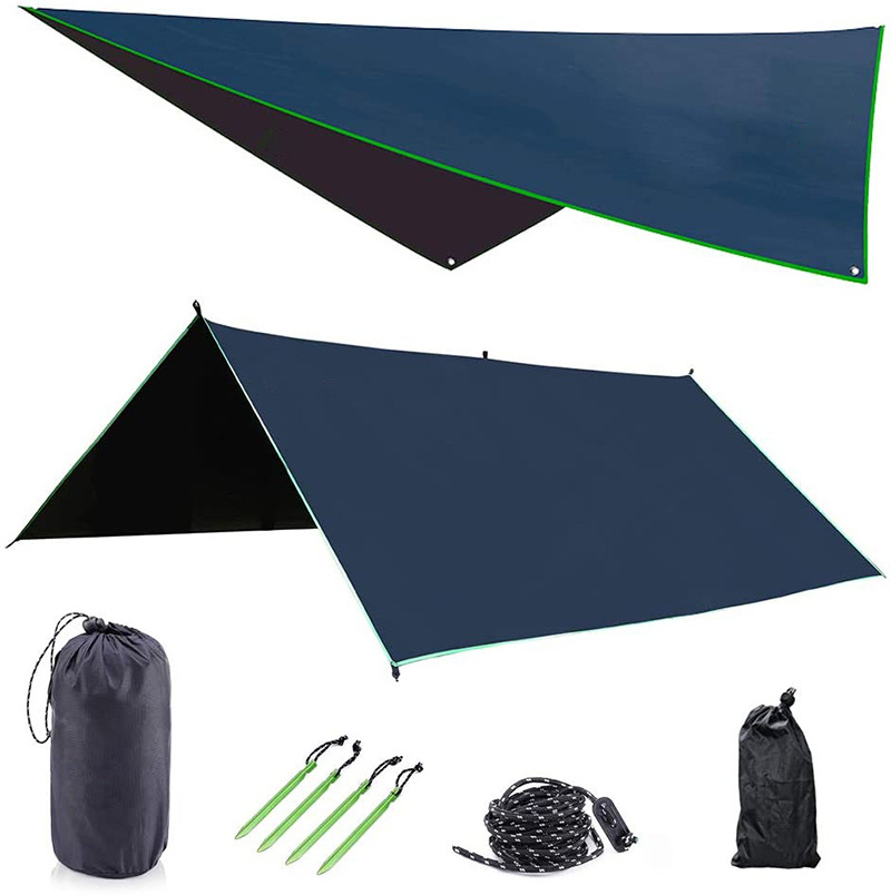 Backpacking Camping Shelter Hexagonal Large Rain Tarp, Portable Sunshade Lightweight Waterproof Hammock Rain Fly Tent Tarp