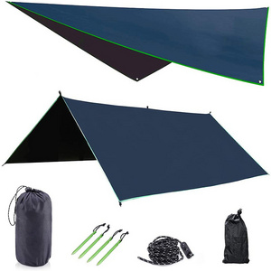 Backpacking Camping Shelter Hexagonal Large Rain Tarp, Portable Sunshade Lightweight Waterproof Hammock Rain Fly Tent Tarp