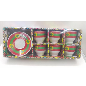 Eritrean Ethiopian Hebasha Oromia Design Fine Porcelain Coffee Rekebot Cup And Saucer Sets