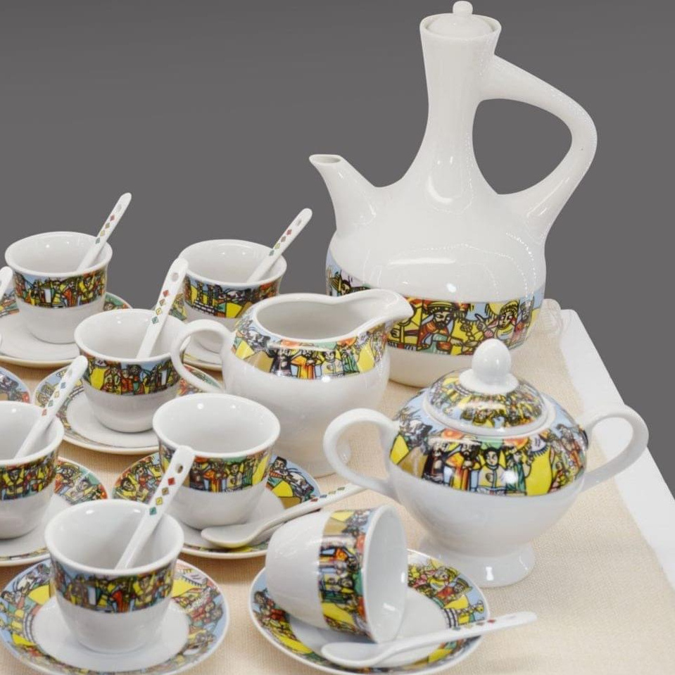 2021 new design 29 piece coffee set with jebena for Ethiopian Traditional ceremony with special design